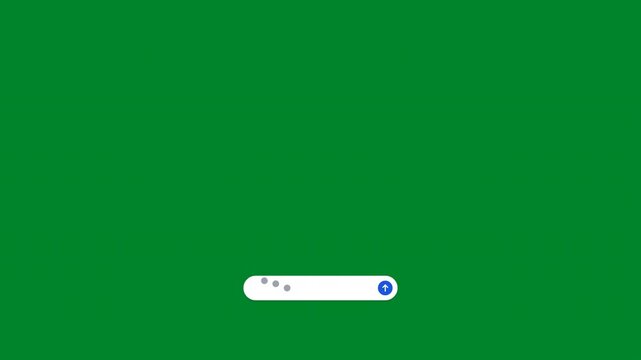 Minimal chatbot typing box animation on green screen, messaging interface template, sending text