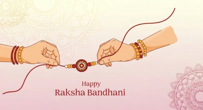 Raksha Bandhan Hand Tying Rakhi &ndash; Traditional Brother Sister Ritual Close Up