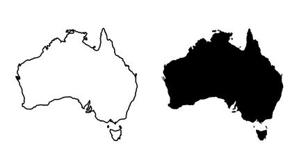 Australia map silhouette and outline icon vector set isolated on white background © Rishi