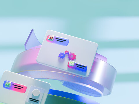 Digital Mail Interface With Settings Icons and Colorful Design