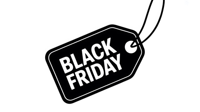 Black friday sale tag icon isolated on white background for retail marketing and shopping event promotion