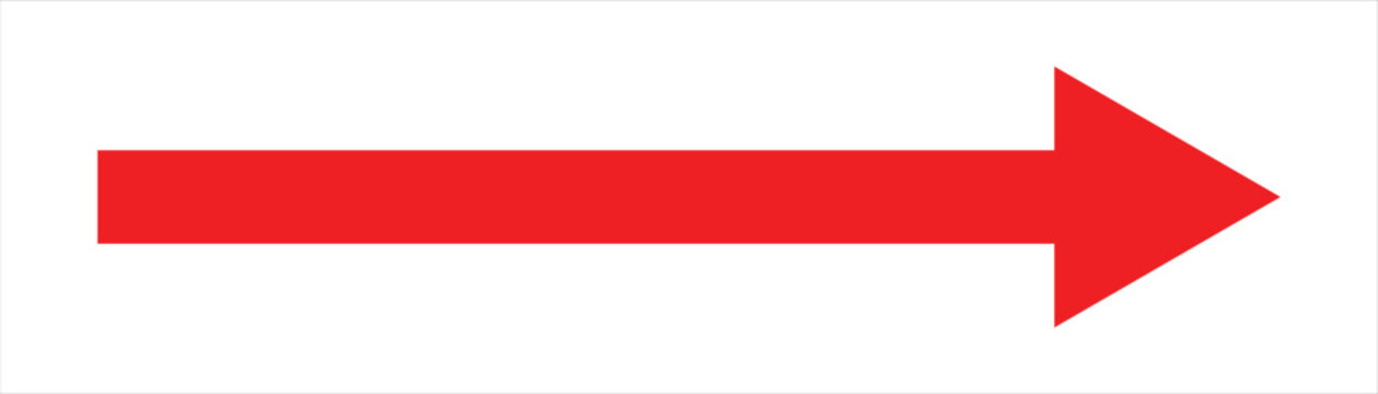  Long  ultra sharp arrow head  red Extended directional arrow pointing to the right side. Vector illustration image. Vector red long arrow isolated on white background.