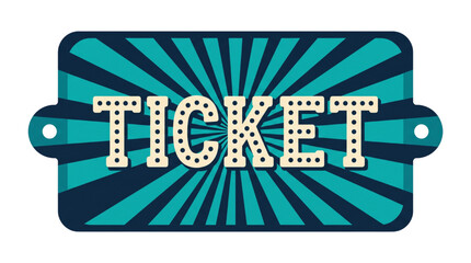 Naklejka premium Classic retro-style admission pass with starburst background, perfect for events, carnivals, entertainment, or special promotions