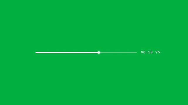 Minimal timeline interface with seconds counter and growing white progress bar on solid green