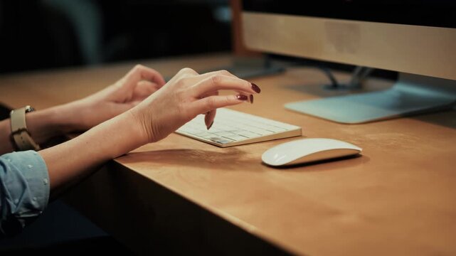 Typing On Computer Keyboard. Business Writing. Messaging Input Hardware