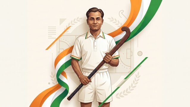 Major Dhyan Chand National Sports Day Premium Illustration
