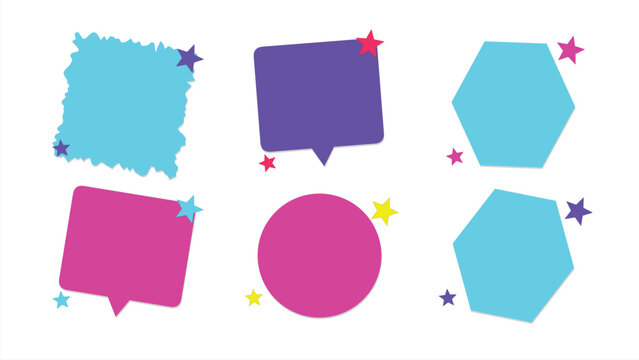 Colorful speech bubbles with stars set