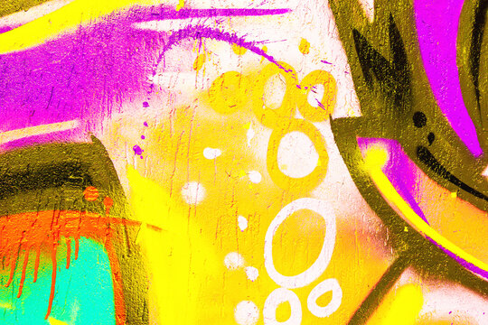 Beautiful street art of graffiti. Abstract color creative drawing fashion on walls of city. Urban contemporary culture. Title paint on walls. Culture youth protest. ABSTRACT PICTURE