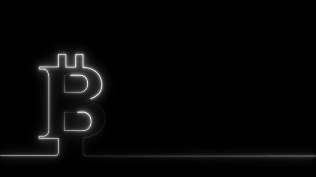 Bitcoin neon line animation: cryptocurrency concept background