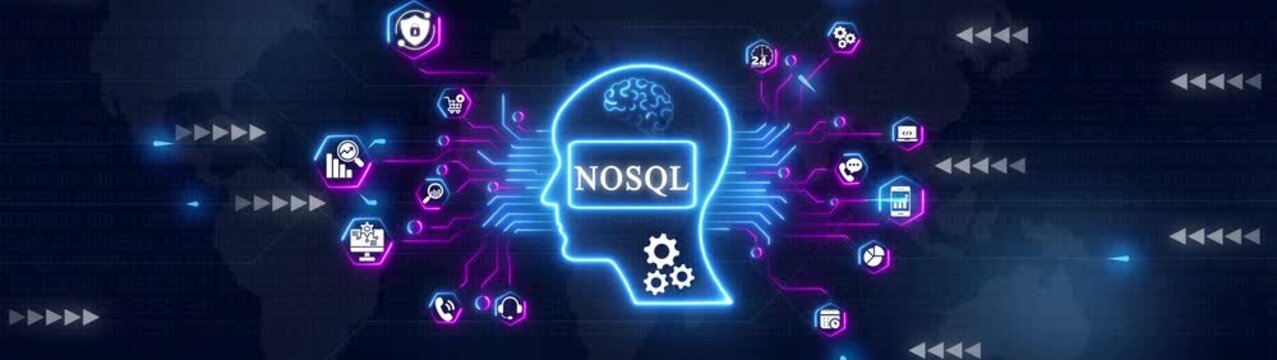 No sql database technology concept with artificial intelligence and digital network