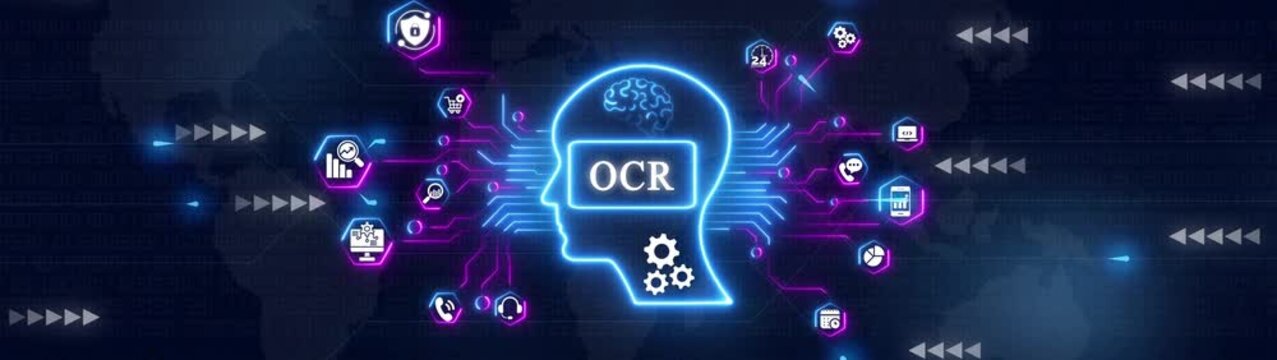 Ocr optical character recognition technology concept with ai brain network