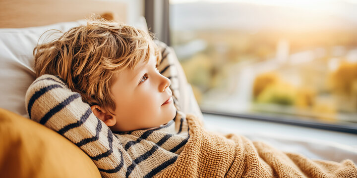 Boy Sitting on Hospital Bed and Looking Out the Window