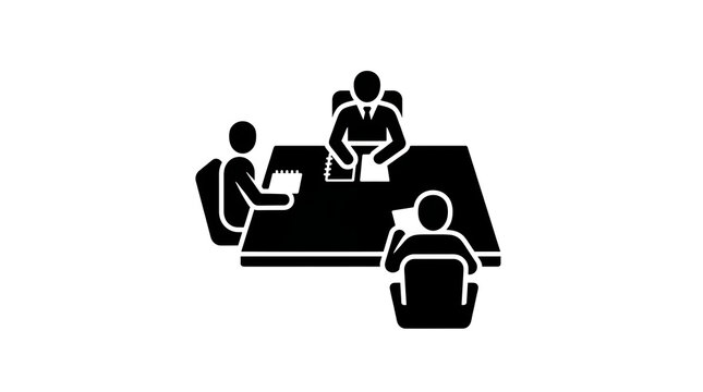 Business Meeting Team Discussion Icon Black Silhouette