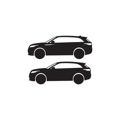 Fototapeta premium Modern SUV and Wagon Black Silhouette Vector Set Side View Vehicle Icons