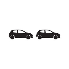 Fototapeta premium Modern Hatchback Car Black Silhouette Vector Set Side View Icons