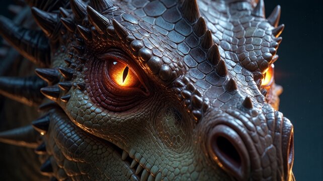 Dragon Eye Close-Up with Glowing Orange Iris