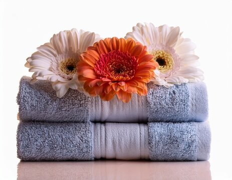 spa towels with flowers