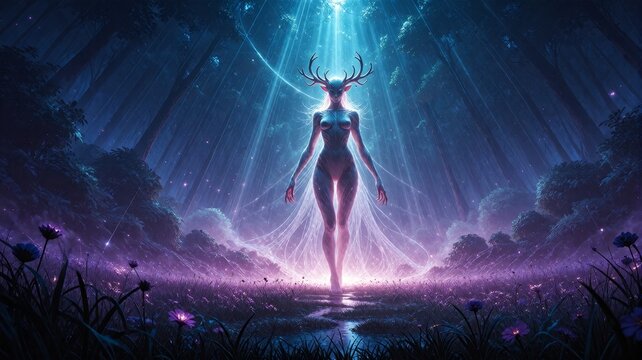 Ethereal Forest Spirit Radiating Light