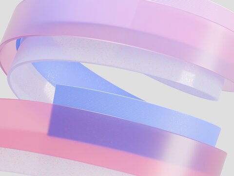 Colorful Ribbons Swirl in Air Above a Plain Background