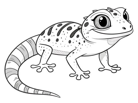 Cartoon gecko lizard standing on plain surface