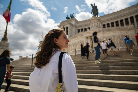 Looking back on the steps of the Vittoriano