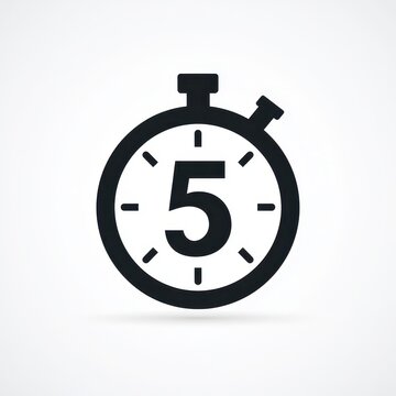 Simple stopwatch icon for timer and countdown, bold black silhouette