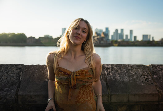 Young woman portrait by the Thames