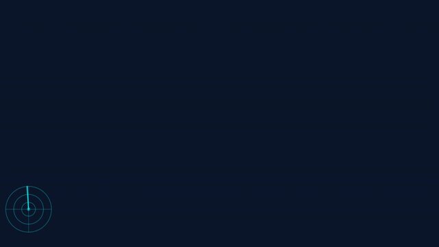 Radar sweep icon rotating in the corner on a dark blue background, navigation and detection