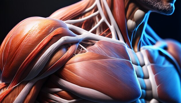 closeup of translucent muscle and sinew hyperrealistic superdetailed clean sharp no contrast professional color clean and sharp focus
