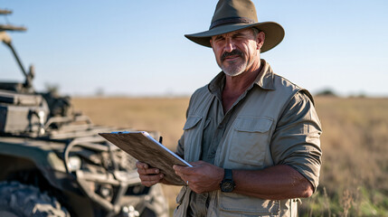 Obraz premium A safari park ranger in wide brimmed hat 4