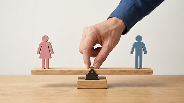 Balancing figures on a seesaw