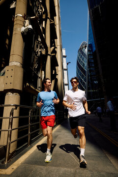 Athletes run in downtown London