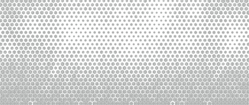 Repeated hexagon shapes pattern. Honeycomb background. Minimalistic print with hexahedrons. Mosaic geometric texture. Tile floor, fence or fishnet surface. Vector graphic illustration.