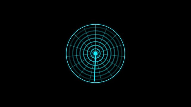 Blue Radar Screen Futuristic Digital HUD Sonar Scanner Navigation Animation