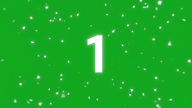 5 second countdown timer animation on green screen background