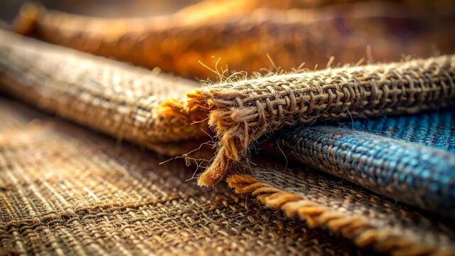 Closeup of Worn Fabric Textures and Frayed Edges.