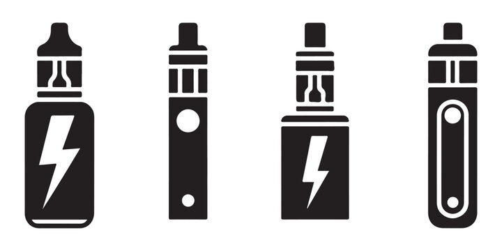 Vape, electronic cigarette vector icon set, isolated on transparent background, e-cigarette for web design.
