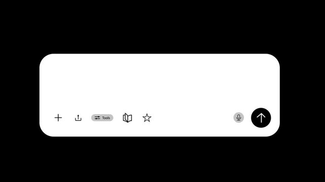 AI Chatbot Input Field Bar Interface with Action Icons Overlay on Black Background