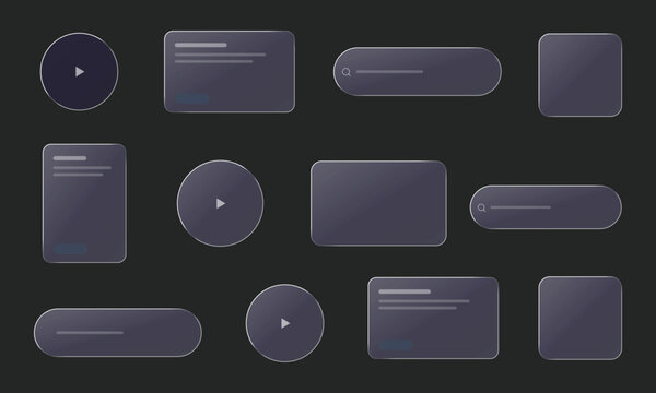 Premium Glassmorphism UI Elements Pack with Frosted Glass Cards, Search Bars, Media Buttons and Modern Dashboard Components for Web and Mobile Apps-1