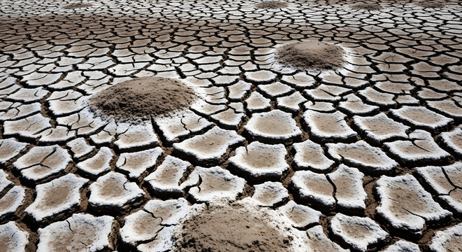 Dry cracked earth and arid ground texture during extreme drought and climate change
