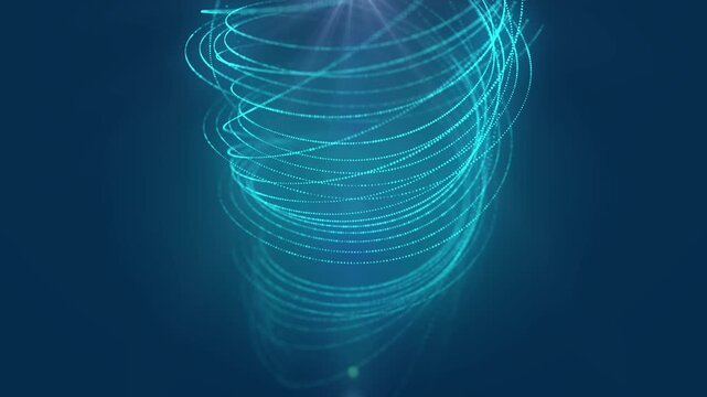 abstract modern wave flow background. Blue particles wave flow background. Seamless loop