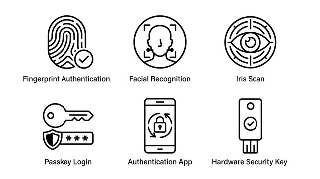 Biometric and Digital Authentication Security Icon Set