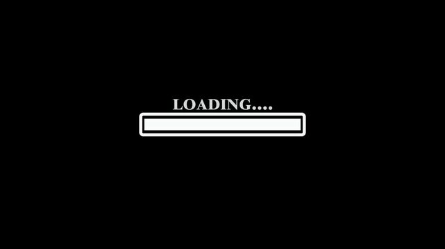 White Loading bar, download bar progress, animated. Screen. Loading Transfer Download 0-100%.