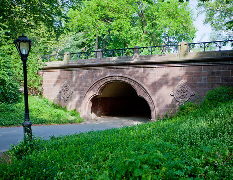 A tunnel and bridge in Central Park in New York City