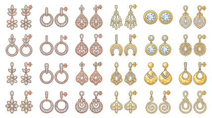 Assortment of elegant and decorative earrings © siti