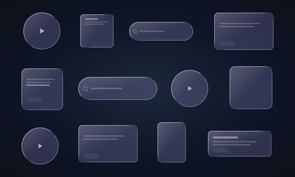 Premium Glassmorphism UI-Component Set &ndash; Frosted Glass Search Bars, Cards, Media Controls & Dashboard Elements for Modern Web and Mobile Design-1
