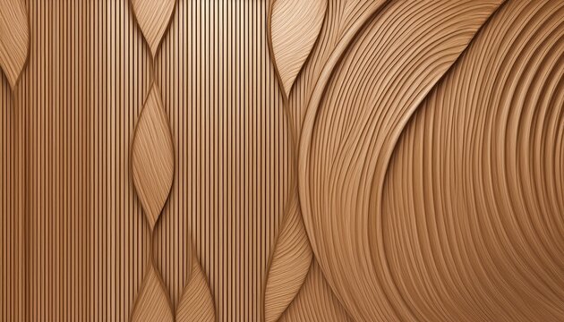 seamless fluted wall panel background natural light wood texture modern decorative accent wall half round wooden slats