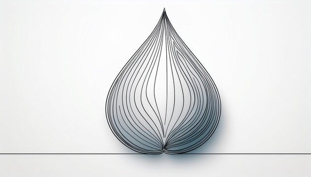 abstract continuous single line of a simple teardrop or organic shape on a white background