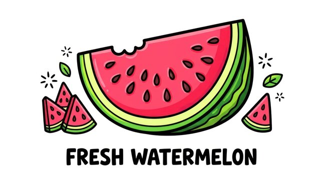 Fresh watermelon slice vector illustration. Summer fruit design with vibrant juicy colors.