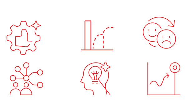 Red line for business concepts like teamwork idea and performance